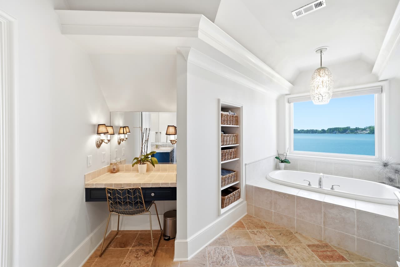 Bathroom vanity and tub
